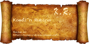 Komán Rubina névjegykártya